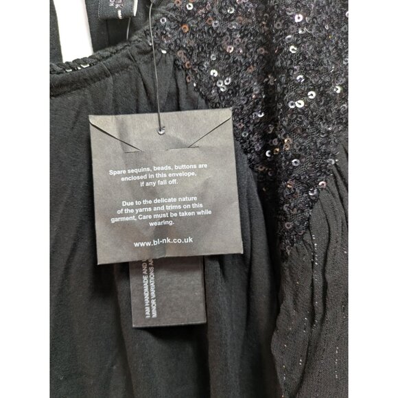 NWT Anthro BLANK BL-NK LONDON SEQUIN EMBELLISHED BLOUSE TOP BLACK Size XS - Picture 13 of 14